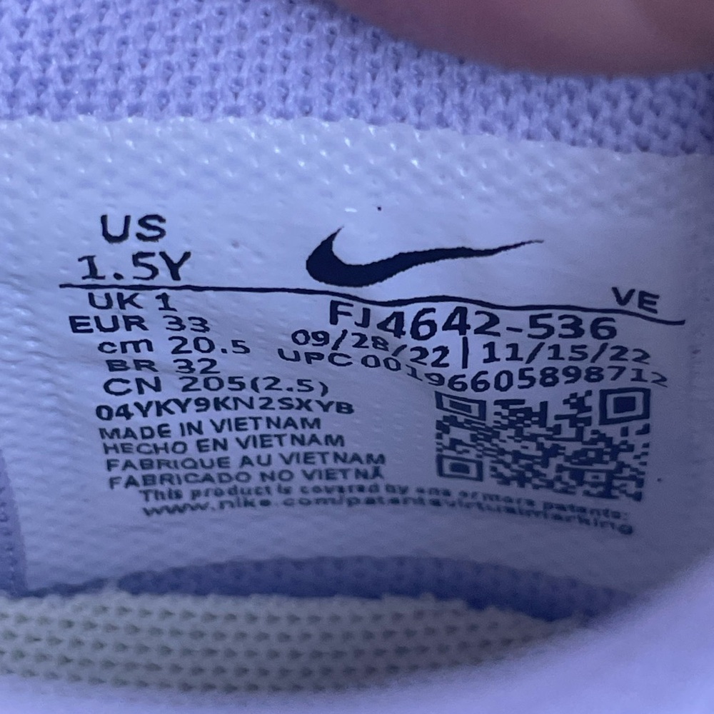 Nike Kids Dunk Low SE "Easter" Pastel Purple Cream Sneakers Girls Size 1.5 Y - Picture 11 of 11